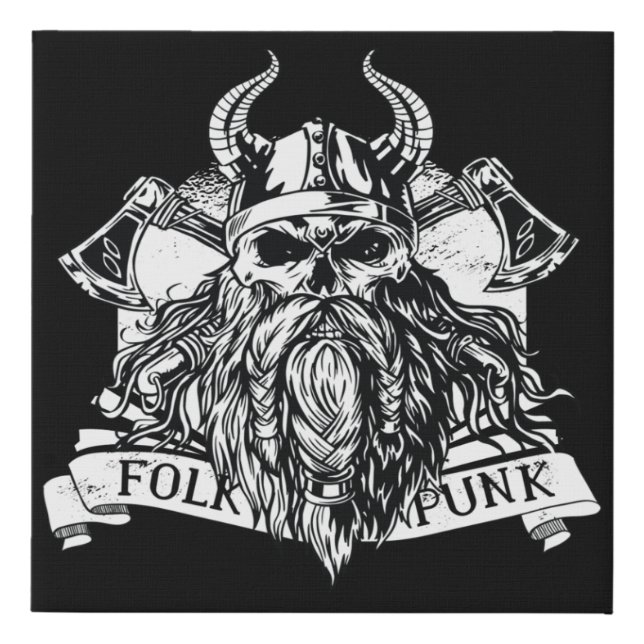 Bearded Viking Warrior Faux Canvas Print (Front)