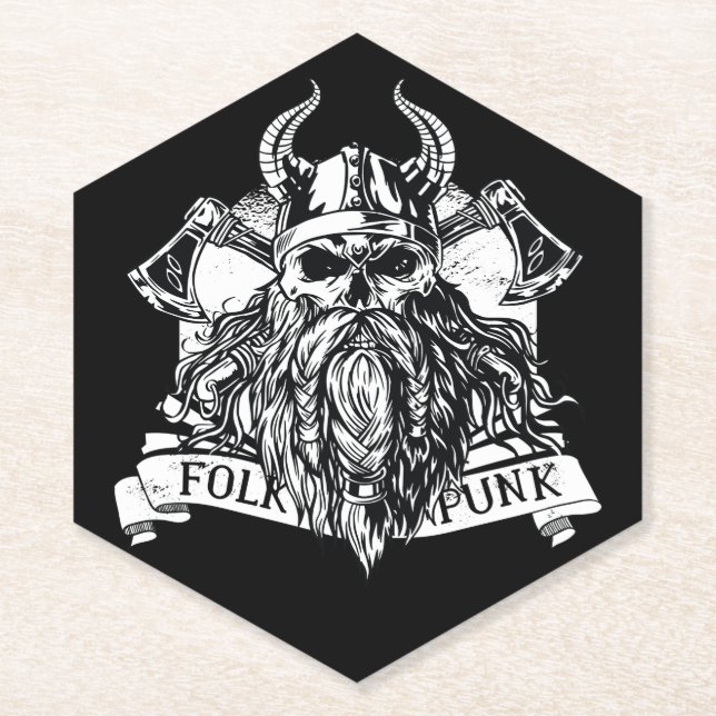 Bearded Viking Warrior Paper Coaster (Front)