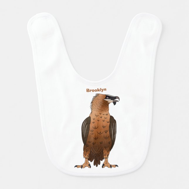 Bearded Vulture cartoon illustration Baby Bib (Front)