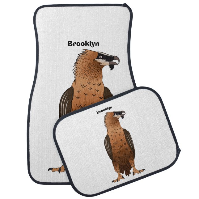Bearded Vulture cartoon illustration Car Floor Mat (Set)
