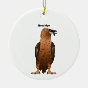 Bearded Vulture cartoon illustration Ceramic Ornament