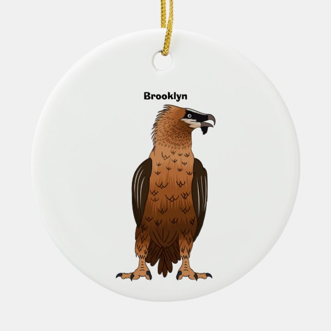 Bearded Vulture cartoon illustration  Ceramic Ornament (Front)