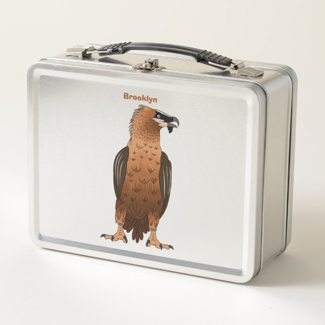 Bearded Vulture cartoon illustration Metal Lunch Box (Front)