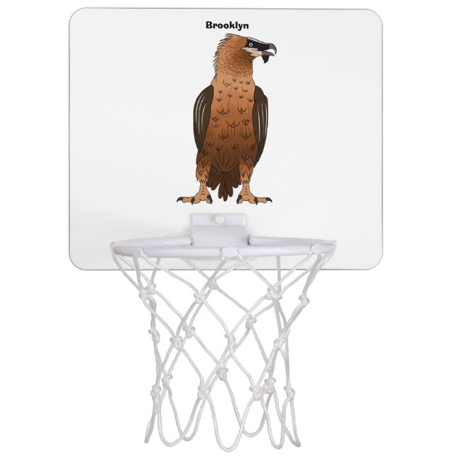 Bearded Vulture cartoon illustration  Mini Basketball Hoop (Front)