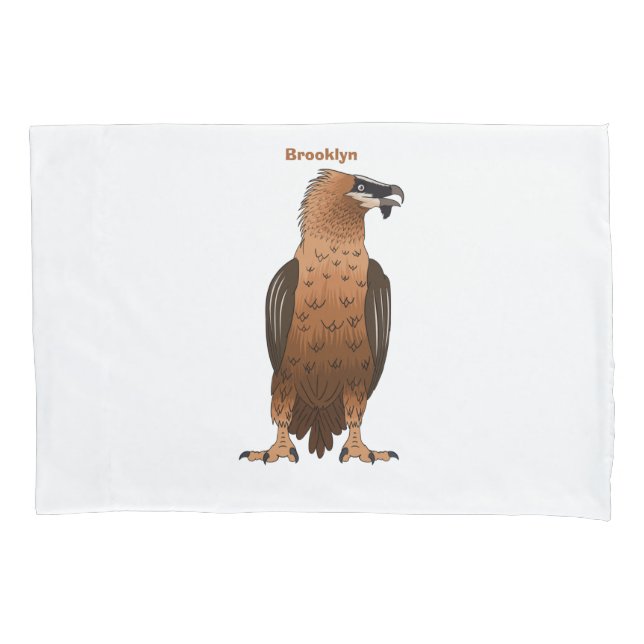 Bearded Vulture cartoon illustration Pillow Case (Front)