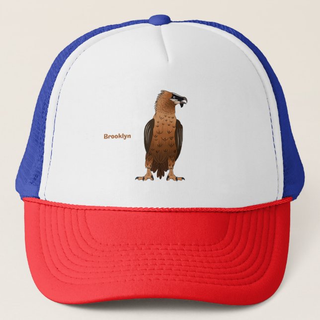 Bearded Vulture cartoon illustration Trucker Hat (Front)