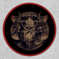 Bearded Warrior Viking Skull Battle Axes