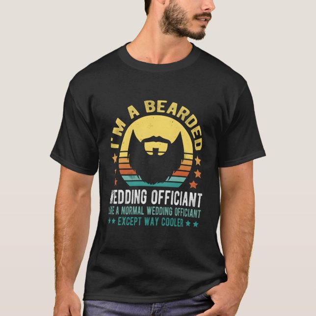 Bearded Wedding Officiant Ordained Minister T-Shirt (Front)