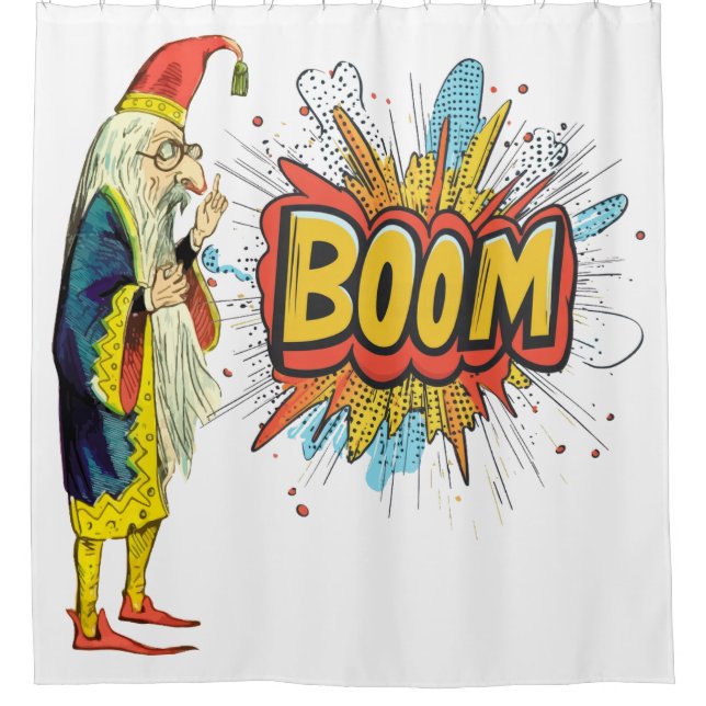 Bearded wizard shower curtain (Front)