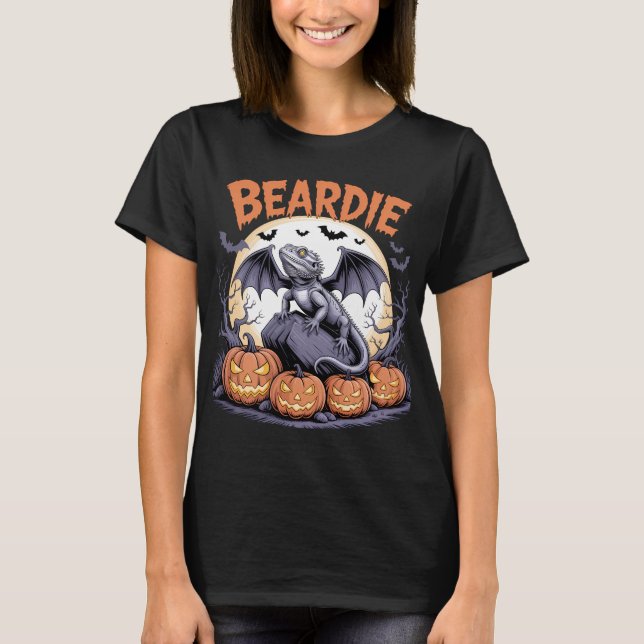 Beardie Halloween Moon Scene T-Shirt (Front)