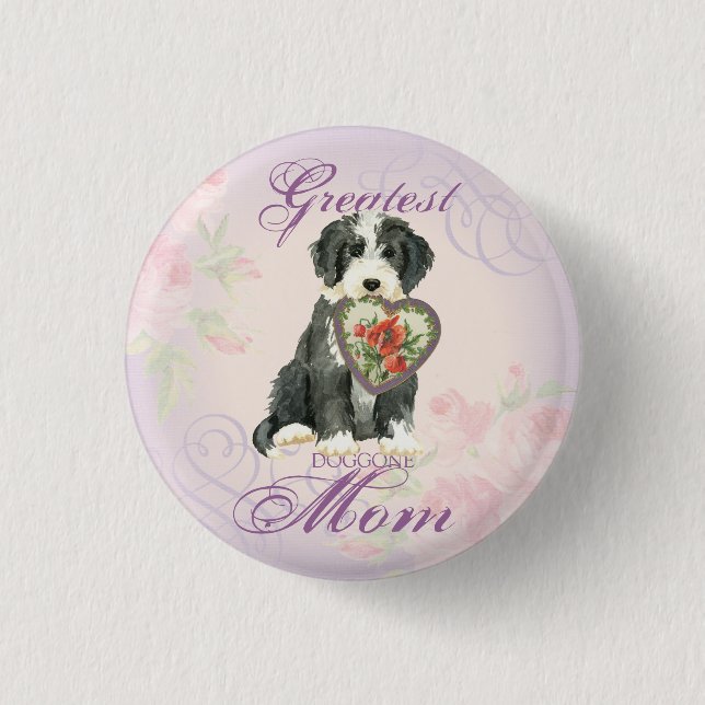 Beardie Heart Mom Button (Front)