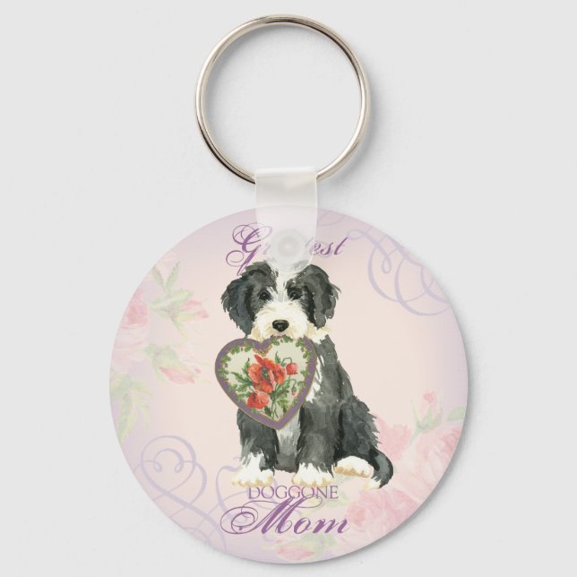 Beardie Heart Mom Keychain (Front)