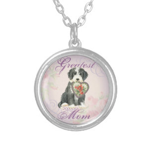 Beardie Heart Mom Silver Plated Necklace