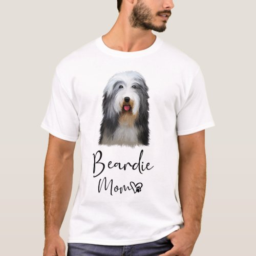 Beardie Mom Cute Puppy Bearded Collie Dog Owner T_Shirt