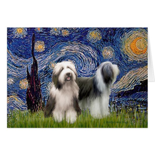 Beardie Pair 1 - Starry Night - Customized Cards (Front Horizontal)