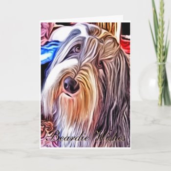 Beardie Wishes Birthday Card by PawsForaMoment at Zazzle