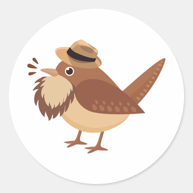 Bearding Birding Bird with Brown Beard Sticker (Front)