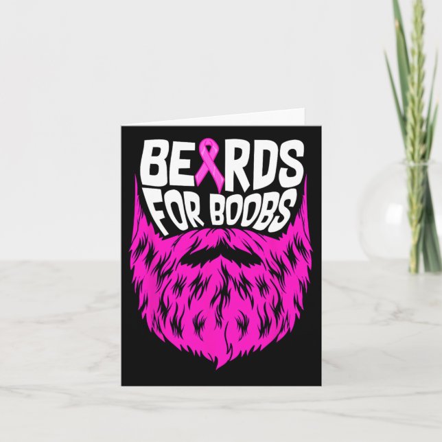 Beards For Breast Breast Cancer Awareness Support  Card (Front)