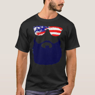 Beards For Men with American Flag Sunglasses T-Shirt