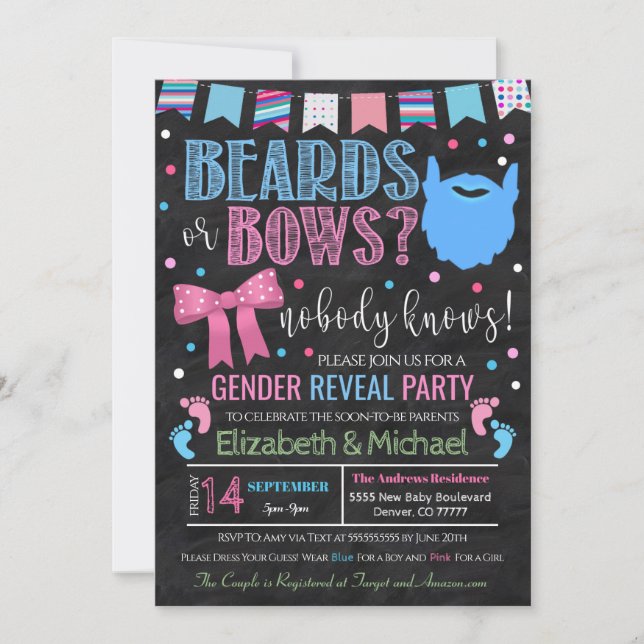 Beards or Bows Gender Reveal Invitation (Front)
