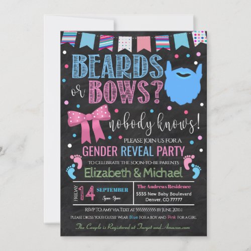 Beards or Bows Gender Reveal Invitation