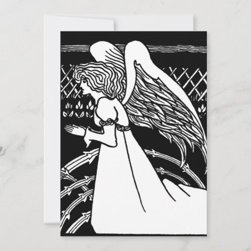 Beardsley Angel for Christmas Black Holiday Card