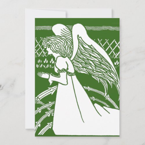 Beardsley Angel for Christmas Green Holiday Card