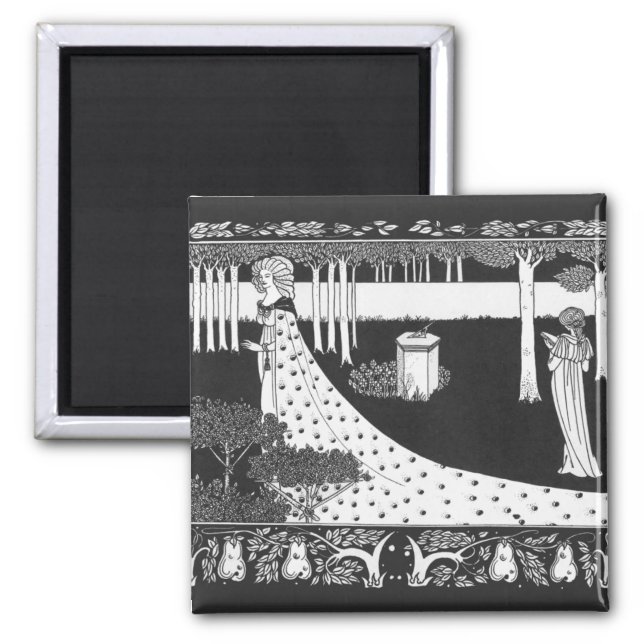 Beardsley Art Nouveau Black and White Woman Magnet (Front)
