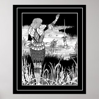 Beardsley Excalibur& Knight Art Poster
