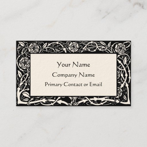 Customizable Beardsley Floral Border Elegant Business Card
