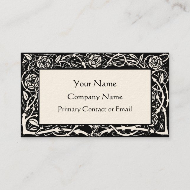 Beardsley Floral Border Elegant Business Card (Front)