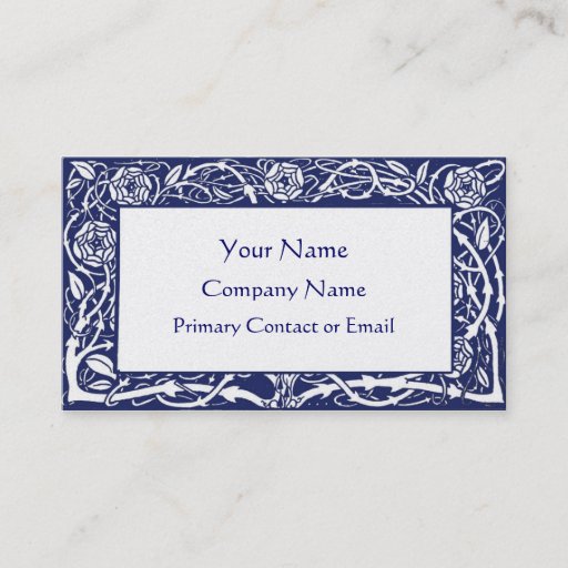 Customizable Beardsley Floral Border Elegant Business Card