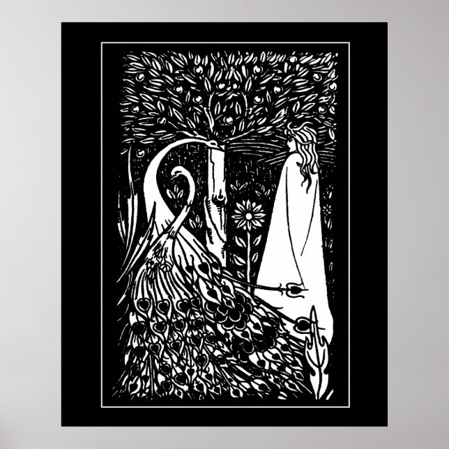 Beardsley Lady & Peacocks Poster Print (Front)