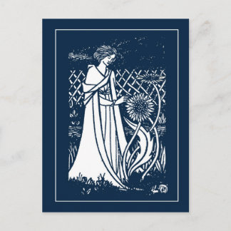 Beardsley Lady & Sunflowers Post Card