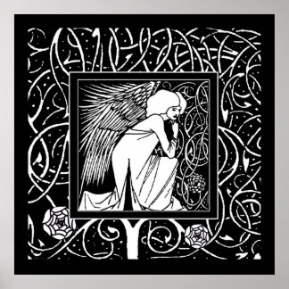 Beardsley Nouveau Angel Poster Print
