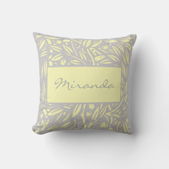 Beardsley Nouveau Garden Border Monogram Pillow (Front)