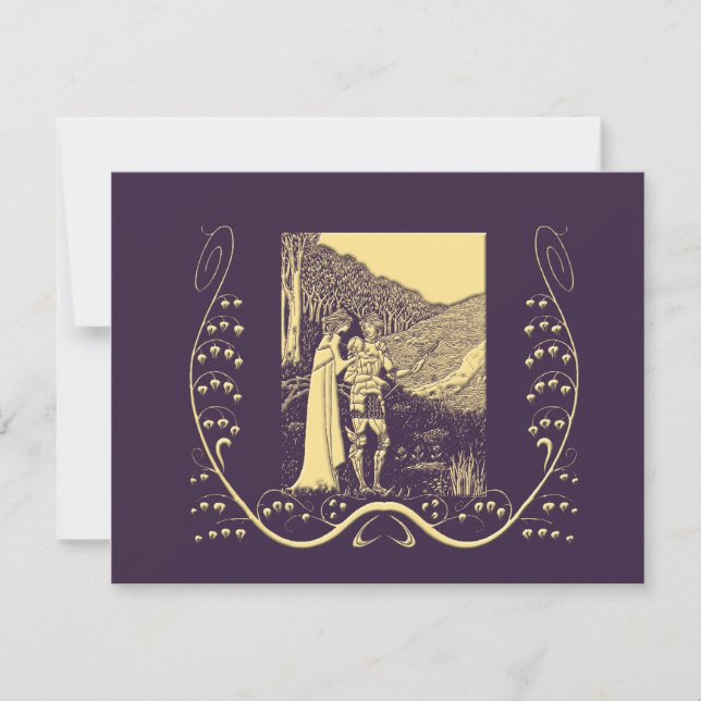 Beardsley Nouveau Knight & Lady Wedding Invitation (Front)