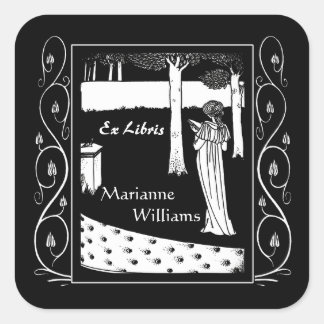 Beardsley Nouveau Lady Reader Bookplate