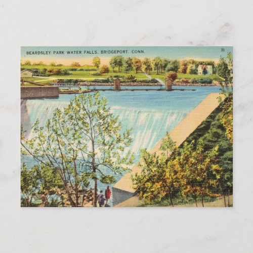 Beardsley Park Water Falls Bridgeport Connecticut Postcard