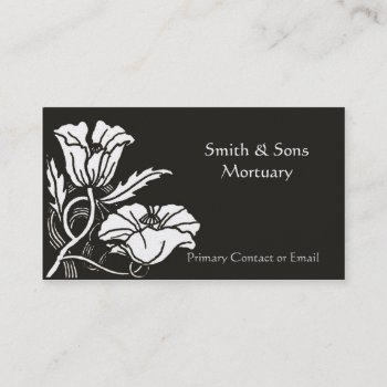 Beardsley Poppies Elegant Mortuary Business Card by debinSC at Zazzle