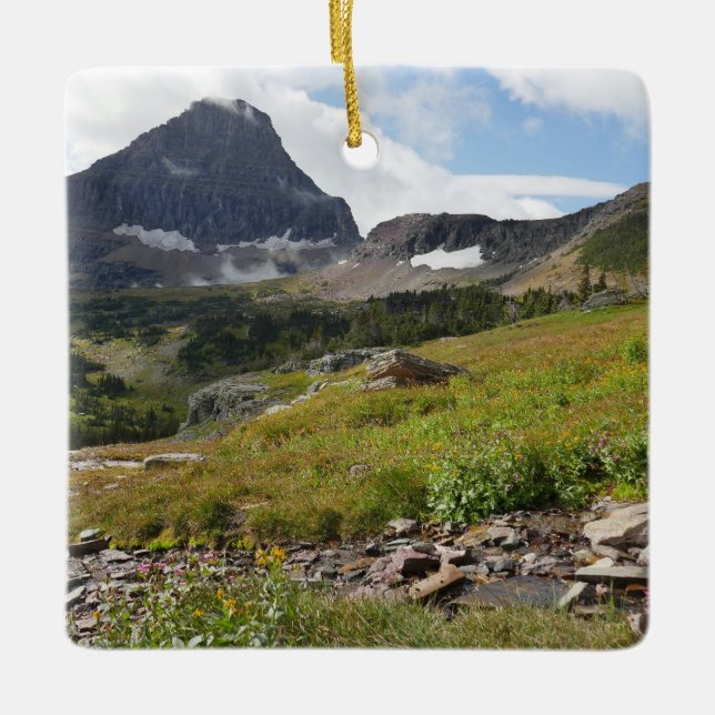 Bearhat Mountain and Glacial Stream Ceramic Ornament (Front)