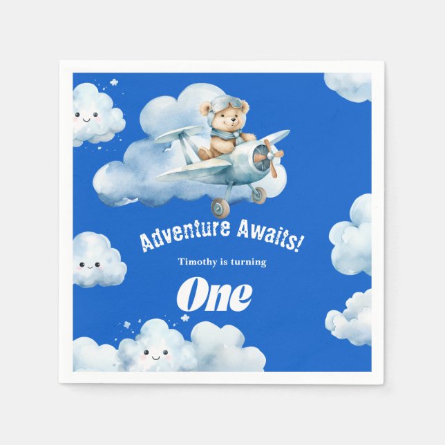 Bearing Wings: Teddy's First Birthday Expedition Napkins (Front)