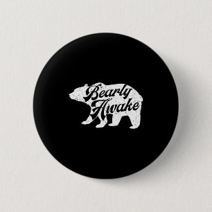 Bearly Awake Bear. Funny Bear Christmas Pajamas Gi Button