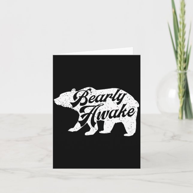 Bearly Awake Bear. Funny Bear Christmas Pajamas Gi Card (Front)