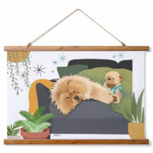 BEARLY AWAKE - CHOW wood topped tapestry