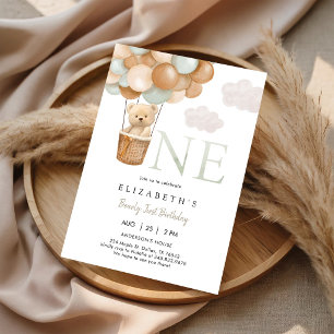 Bearly First Teddy Bear 1st Birthday Invitation