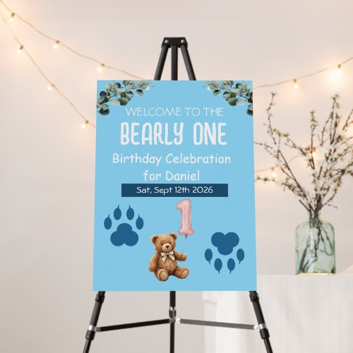 Bearly One | Brown Teddy Bear First Birthday Foam Board