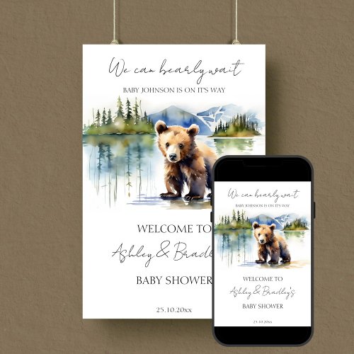 Bearly wait adventure baby shower welcome sign