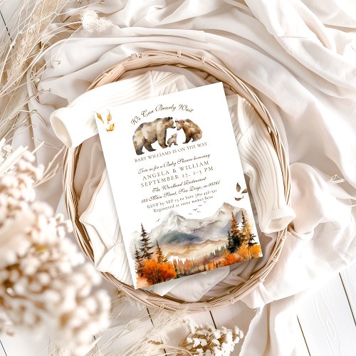 Bearly Wait Adventure Fall Elegant Baby Shower Invitation