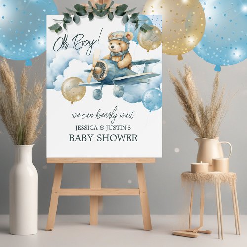 Bearly Wait Air Plane Baby Shower Welcome Sign